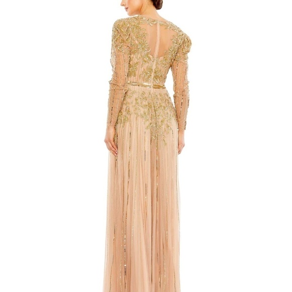 Mac Duggal 93638 NWT BEADED ILLUSION PUFF SLEEVE GOWN - Picture 3 of 9